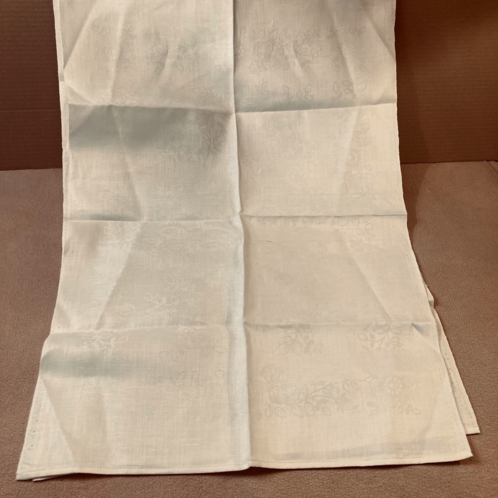 French Antique vintage pair linen jacquard tea towels, Paris established 1800’s